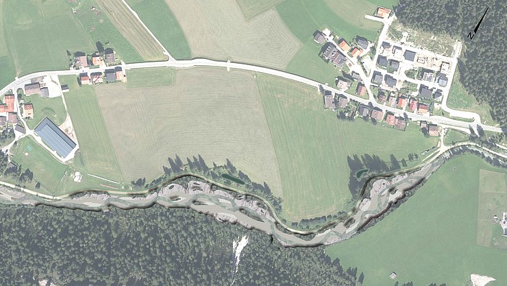 Luftaufnahme mit grafischer Bearbeitung